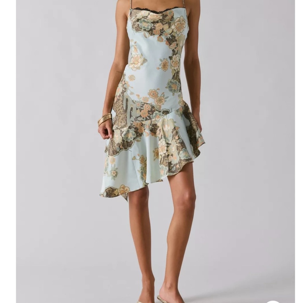 Kimchi Blue Cool Intentions Asymmetrical Satin Slip Midi Dress